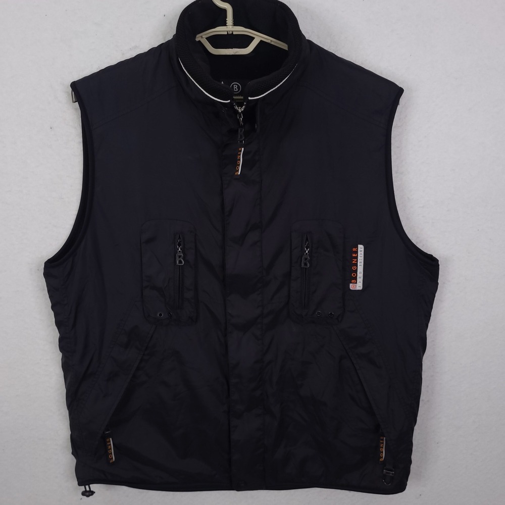 Bogner Sport Vest Mens 46 Black Fleece Lined Utility Gorpcore Pockets Hiking